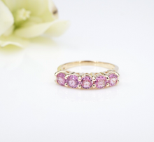 14k Yellow Gold 5-Stone 1.5ctw Pink Sapphire Stacker Band Ring Size 8.25 RG3966