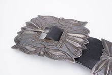 Vintage Navajo Concho Belt Sterling Silver Leather 42" Hand Stamped M1903