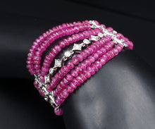 Cathy Waterman Platinum 7-Strand Floral Diamond Ruby Bead Bracelet 6.25" BG699