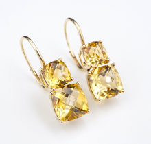 14k Gold Citrine Earrings Yellow Articulated Dangle 1" 8ct Designer JLJ EG2284