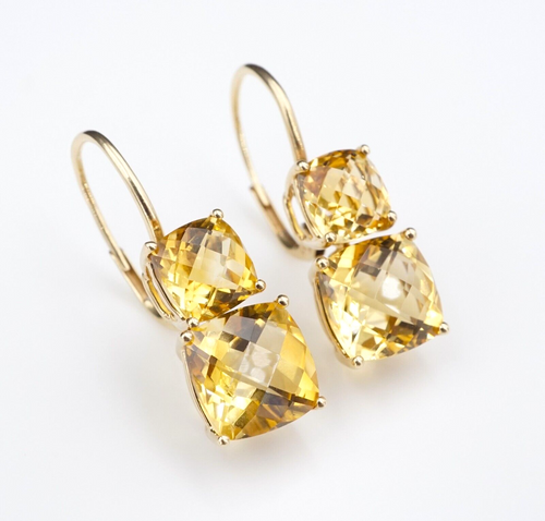 14k Gold Citrine Earrings Yellow Articulated Dangle 1