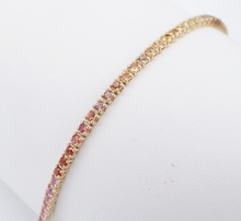 14k Yellow Gold 2.5 ctw Natural Sapphire Rainbow Tennis Bracelet 6.75" BG919