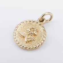 James Avery 14k Yellow Gold Flower Mini Charm HTF Retired Rope Border CHS1675