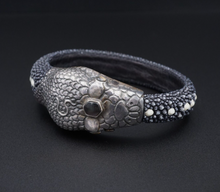 Stingray Serpent Bracelet Sterling Silver Shagreen Lou Guerin 7.5" Signed BS2910