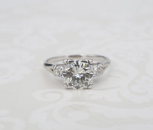 1940s 14k Platinum Natural Diamond Engagement Ring 1.75ct Sz 6.75 OEC RG4527