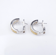 Yellow Diamond Huggie Hoop Earrings 18k White Gold 2.75 ctw 0.68" Fancy EG2425