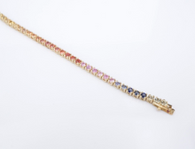 14k Yellow Gold 2.5 ctw Natural Sapphire Rainbow Tennis Bracelet 6.75" BG919