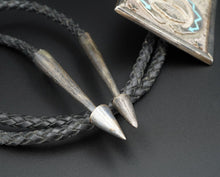 Large Native American Sterling Silver Turquoise Kachina Overlay Bolo Tie M1791