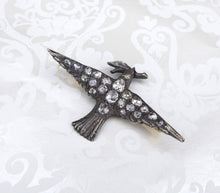 Antique Silver 18k Mid Victorian Pave Rose Cut Diamond Dove Bird Brooch OG433