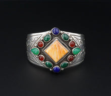 Navajo Sterling Silver Cuff Bracelet Multi-Gem Larose Ganadonegro 6.25" BS2966