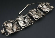 Vtg Sterling Silver Cage Bracelet 3D Wide Panel Link Flower 7" 90g BS2263