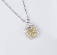 New EFFY 18k Gold 1.5 ctw Cushion Yellow Diamond Halo Pendant Necklace 18" CO902