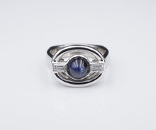 NWOT Platinum Natural No Heat Sapphire Diamond Cocktail Ring Size 6.5 GIA RG3488