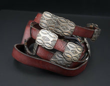 Navajo Andy Cadman Sterling Silver Leather Concho Belt 38" Stamped M1210
