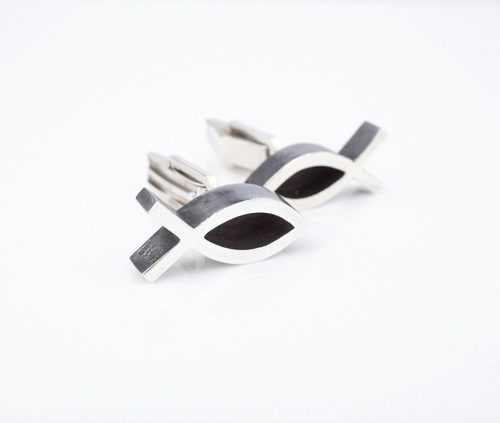 James Avery Retired Ichthus Fish Cuff Links Sterling Silver 0.9