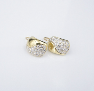 18k Yellow Gold 1.6 ctw Natural Pave Diamond Earrings 0.9" CO1192