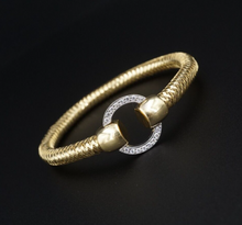 Roberto Coin Primavera Pave Diamond Circle Bangle Bracelet 18k Gold 6.5" BG943