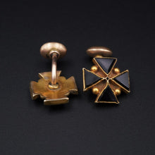 Vintage 10k 14k Yellow Gold Maltese Cross Geometric Triangle Cufflinks M1730