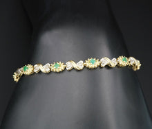 14k Yellow Gold 1 carat Natural Emerald Diamond Tennis Bracelet 7" BG746