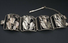 Vtg Sterling Silver Cage Bracelet 3D Wide Panel Link Flower 7" 90g BS2263