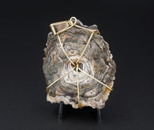 Vintage Abstract 14k Gold Druzy Slab Pearl Pendant 2.5" PG1551