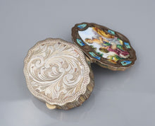 Antique Pill Box Silver Painted Enamel Trinket Italy 2" Hand Engraved M1945