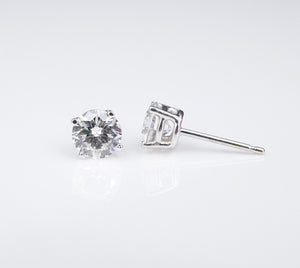 14k White Gold 1 carat Natural Round Brilliant Diamond Stud Earrings EG2218