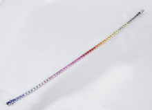 NEW 14k White Gold 7.5 ctw Natural Sapphire Rainbow Tennis Bracelet 7.5" BG894A