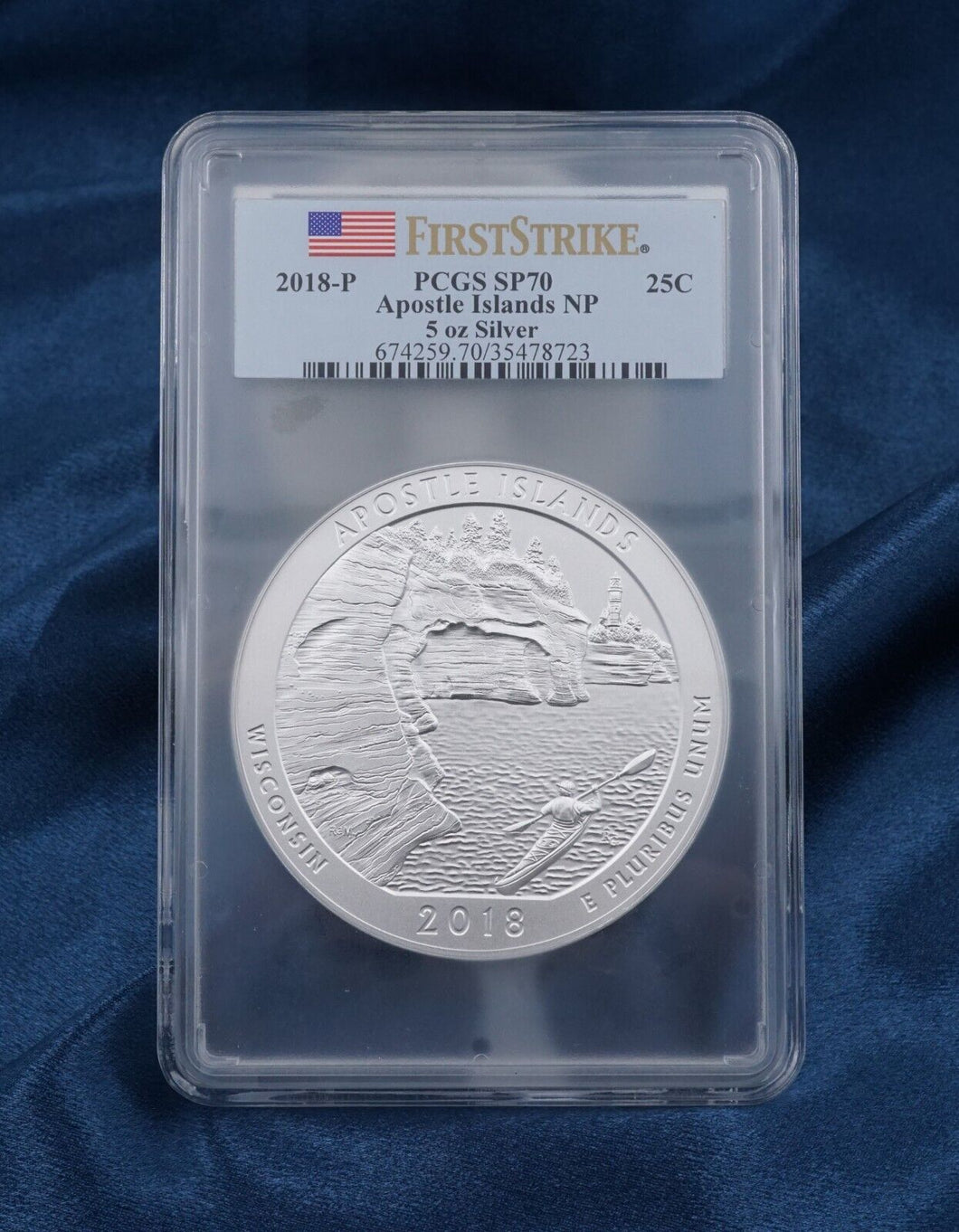 2018-P First Strike SP70 PCGS 5 OZ Apostle Islands Silver Coin ATB CNxxx