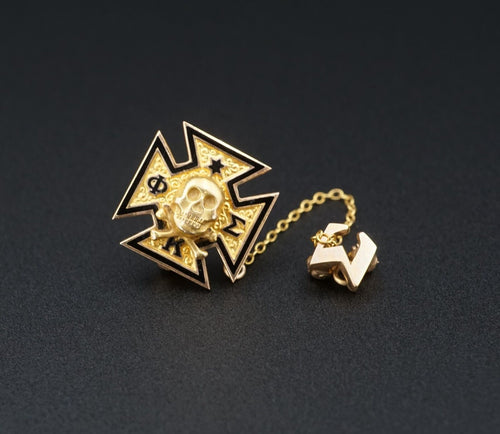 10k Gold Phi Kappa Sigma Skull Crossbones Pin UT Chapter Greek Society M1746
