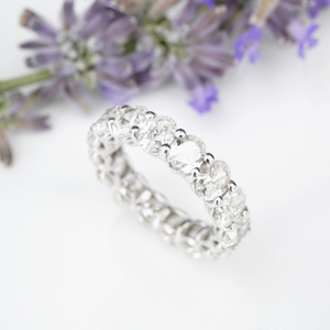 Platinum 5 carat Oval Diamond Eternity Band Ring Size 5 Anniversary CO1111