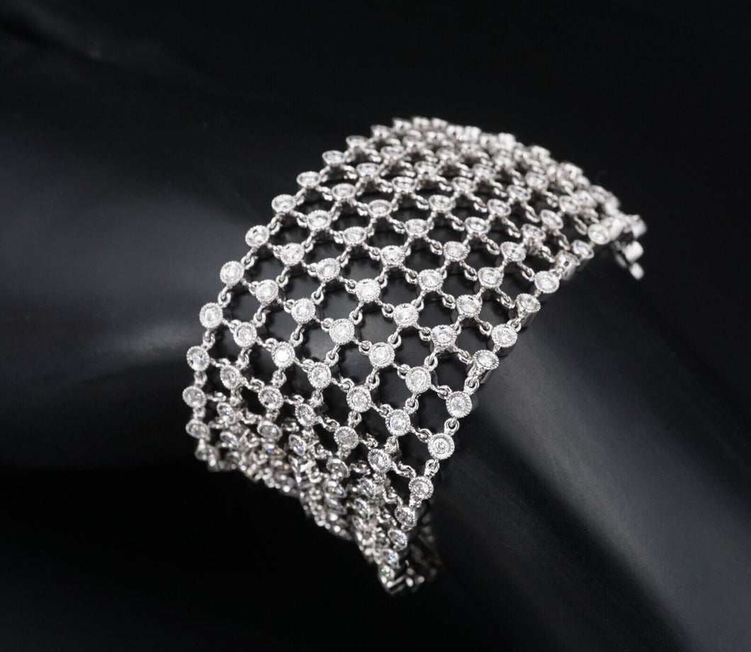 Diamond Mesh Statement Bracelet 6 carat 18k White Gold 6.5