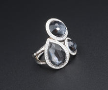 Ippolita Chimera Ring Diamond Halo Hematite Sterling Silver Size 7.5 RS3394