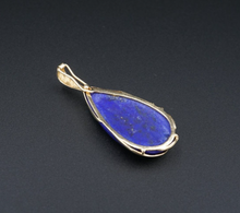 Lapis Lazuli 14k Pendant Enhancer Yellow Gold 2.4" Drop Natural PG1892