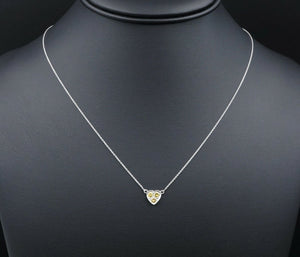 Platinum Natural Fancy Yellow Diamond Heart Pendant Necklace 18" NG957D