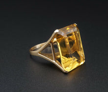 Retro 18K Yellow Gold 20 carat Citrine Cocktail Candy Ring Sz 7.5 RG3739