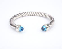 David Yurman Cable Classic Bracelet Sterling Silver 14k Gold Topaz 7mm BS2927