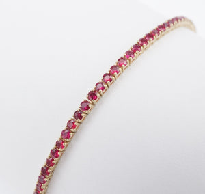 14k Yellow Gold Tennis Bracelet Natural Ruby 3.5ctw The Last Line 7" BG926