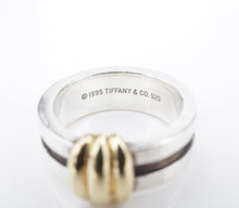 Tiffany & Co. Atlas Groove Band Ring Sterling Silver 18k Gold Size 6.75 RS3480