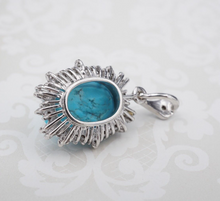 Vintage Persian Turquoise Diamond Halo 18k Gold Pendant 1.4" Natural PG1881