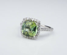 Green Tourmaline Diamond Halo Ring Platinum 3 carat Size 5.75 RG3236