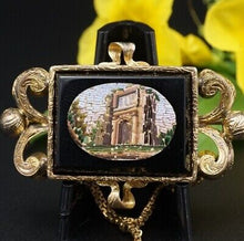 Antique 1850s 14k Gold Arch of Titus Micro Mosaic Inlay Brooch OG391