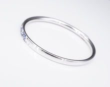 Tiffany & Co Pave Diamond Sapphire Metro Hinged Bangle Bracelet 18k 6.5" BG912