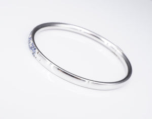 Tiffany & Co Pave Diamond Sapphire Metro Hinged Bangle Bracelet 18k 6.5" BG912