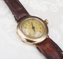 1902 Antique Waltham 10k Gold Watch Leather Strap 28mm Mechanical Relic W849