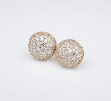 NWT 14k Yellow Gold 2.7ctw Natural Pave Diamond Dome Stud Earrings 13mm CO886