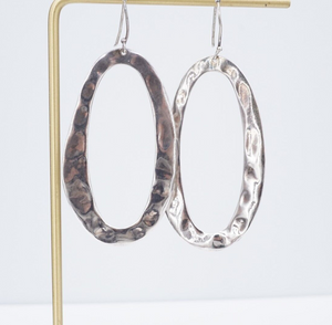 Ippolita Hammered Hoop Earrings Sterling Silver Dangle 2.2" Pouch ES2579