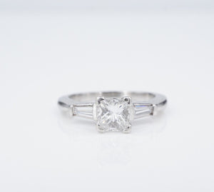 Platinum Diamond Engagement Ring 3 Stone 1 ctw Princess Size 6 RG4157