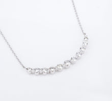 Diamond Graduated Curved Bar Pendant Necklace 19" 14k White Gold Trendy NG1539