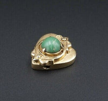 Antique Victorian Solid 14k Yellow Gold Heart Turquoise Slide Charm CHS1558